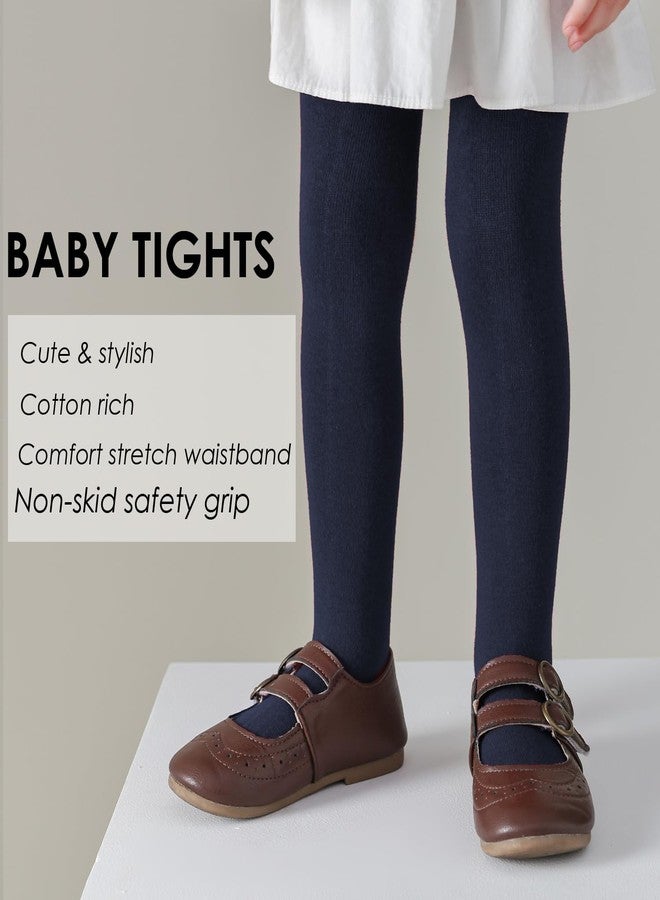 EPEIUS جوارب طويلة للأطفال من إيبوس، للبنات والأولاد، بدون خياطة، مانعة للانزلاق، مصنوعة من القطن، سادة، مناسبة للأطفال من عمر 12 إلى 24 شهرًا، عبوة من 3 أزواج، ألوان: عاجي/رمادي/أزرق داكن - Image 2